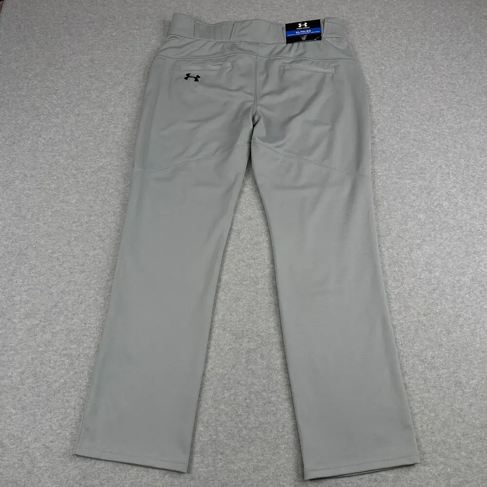 Under Armour HeatGear Baseball Pants Men XL Loose Relaxed Fit Gray Elastic Waist